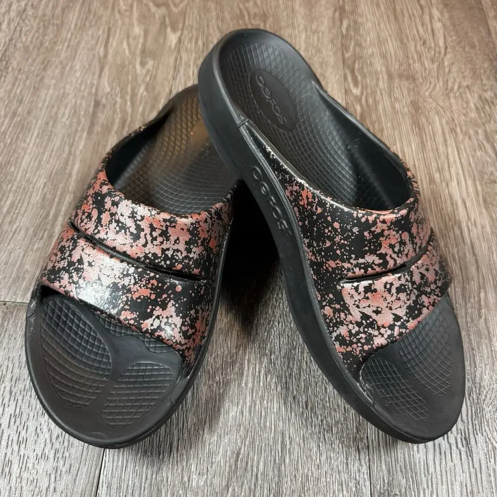 OOFOS Womens OOahh Luxe Recovery Bellini Splash Slide Size 9 - Picture 1 of 12